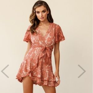 Rose Lace Wrap Dress (S) - Selfie Leslie
